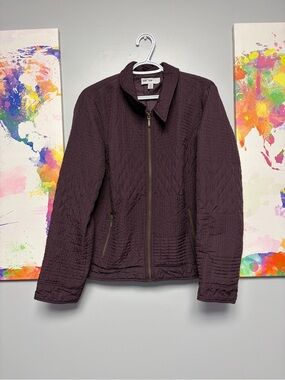 Purple Quilted Puffer Jacket with Zipper